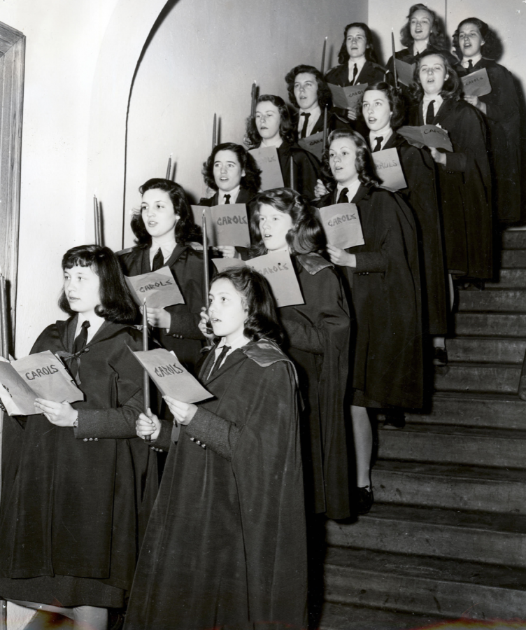 GA girls carol during a Mumming celebration in the 1940s.